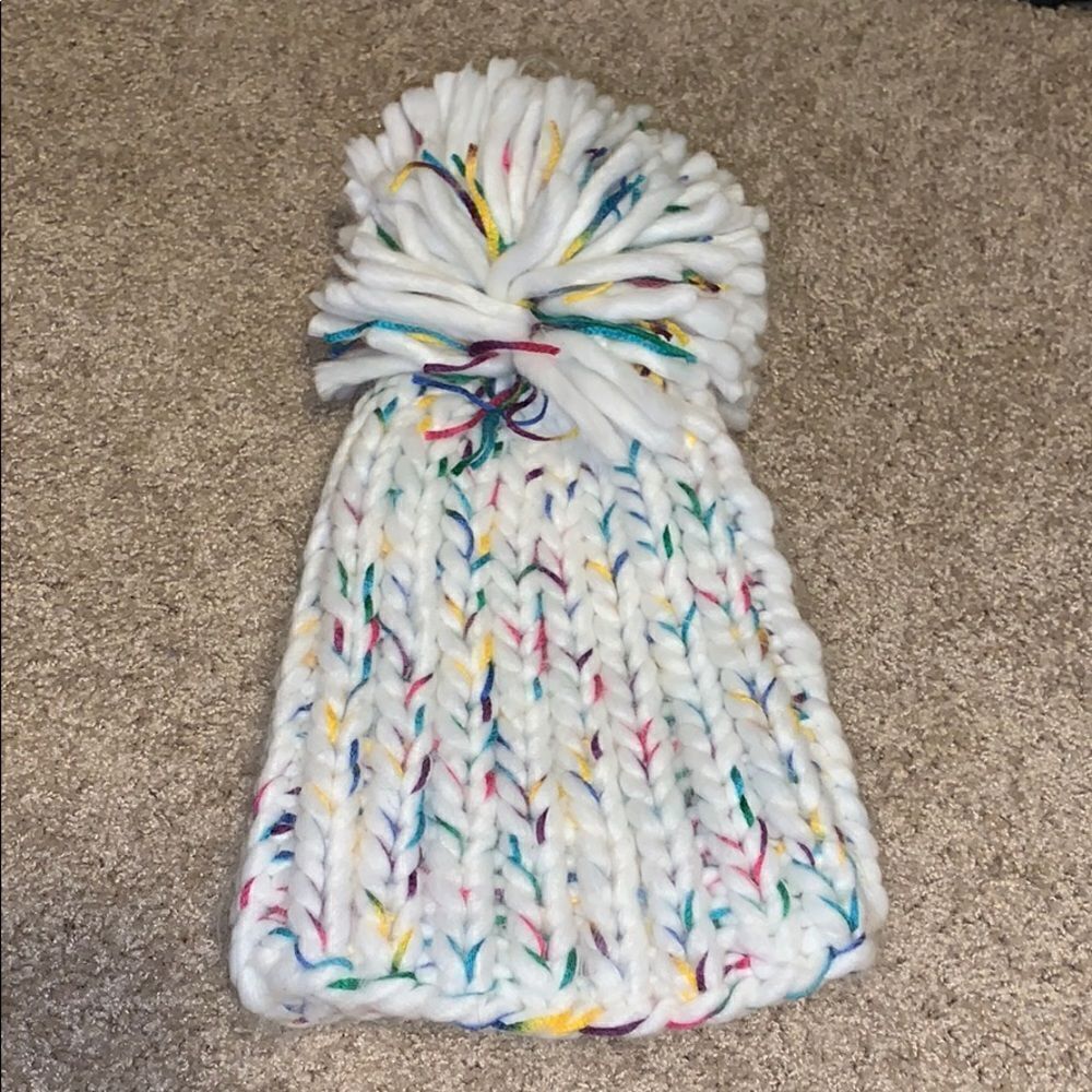 Steve Madden white & colorful beanie.